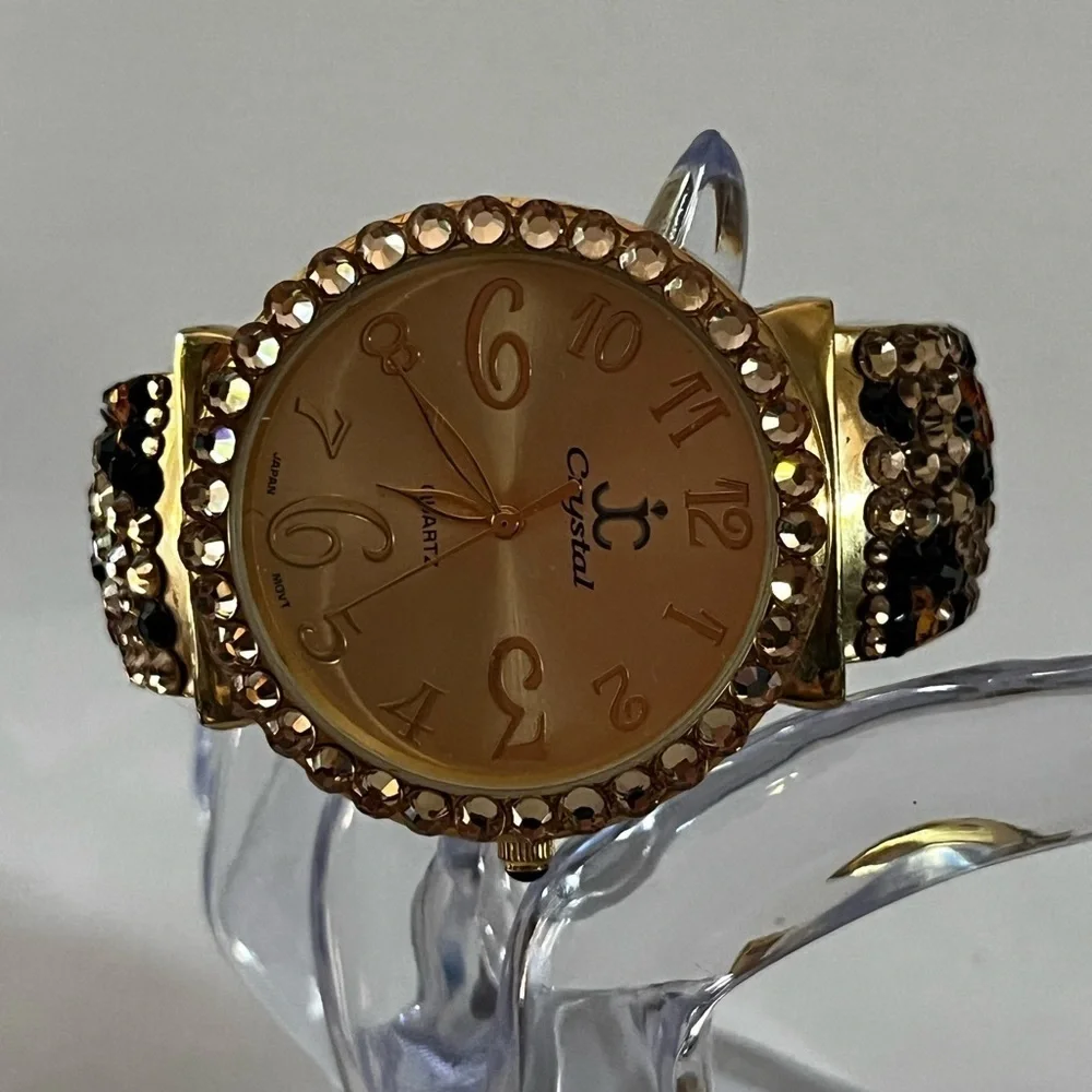 Gold and Black Crystal Watch vintage from Cache